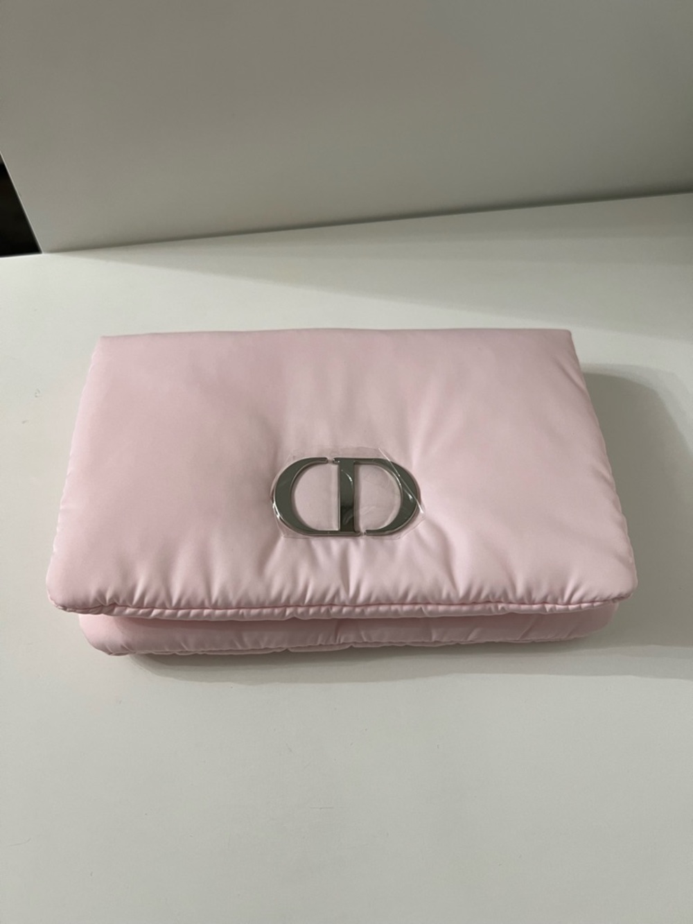 Dior Light Pink Quilted CD makeup bag